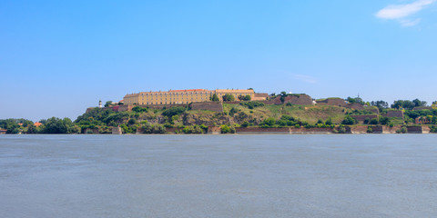 Fototapeta na wymiar Petrovaradin fortress in Novi Sad, viewed from the Danube river, Serbia