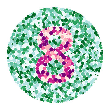 Digit 8 color distributed circles dots illustration