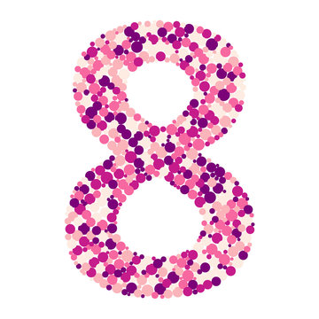 Digit 8 color distributed circles dots illustration