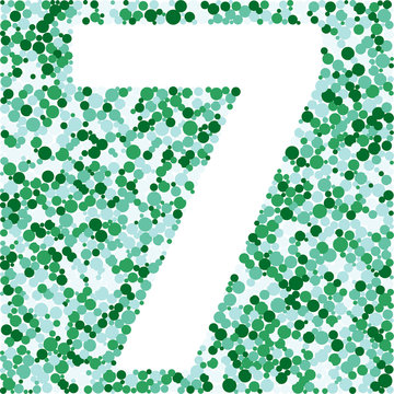 Digit 7 color distributed circles dots illustration