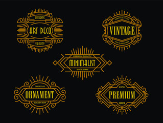 Art Deco Badges Modern Minimalism Line Art Ornament Frame Decorative Old Fashioned Graphic Design Element