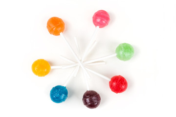 Colorful arrangement of candy suckers on sticks