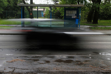 Car in an urban street