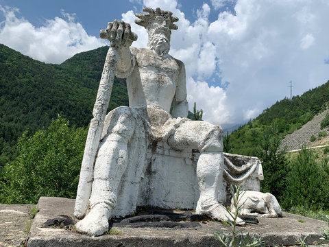 Tsey, Russia, North Ossetia, June, 26, 2019. North Ossetia. The monument to the patron Saint of wild animals of Aphsati in Tsey gorge in summer