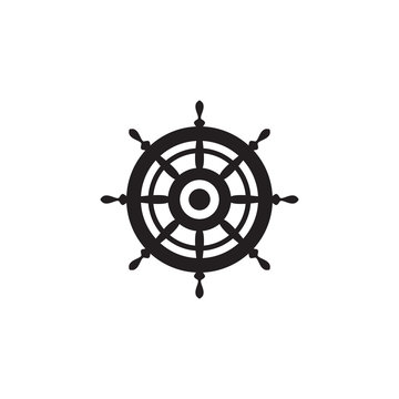 Ship steering logo design vector template
