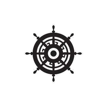 Ship steering logo design vector template