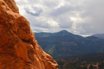 Beautiful Rocks in Rockies Mountains before storm