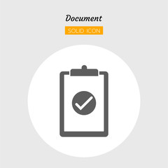 solid icon symbol, right check order document Isolated flat silhouette vector design