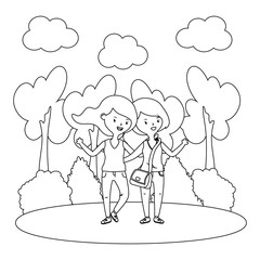 Teenage girls friends design vector illustrator