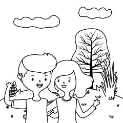 Teenager boy and girl cartoon design