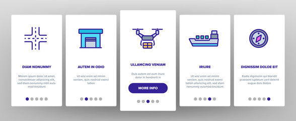 Global Logistic Department Linear Vector Onboarding Mobile App Page Screen. Logistic Management, Delivery Service Thin Line Contour. Distribution Business Pictograms Collection. Shipping Illustrations