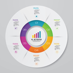 6 steps cycle chart infographics elements for data presentation. EPS 10.	