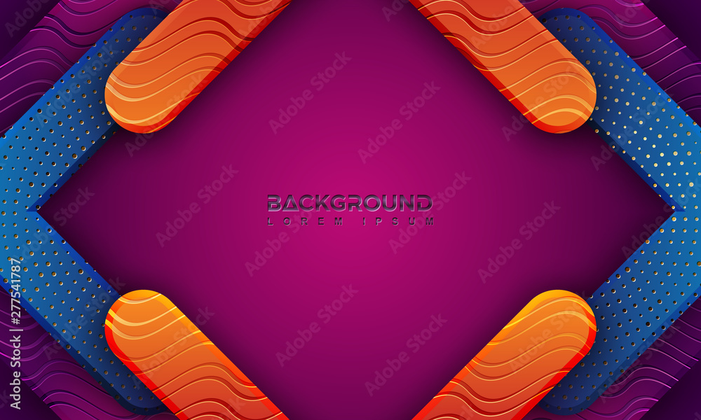 Poster modern background textured with 3d style and wavy lines. abstract colorful papercut background with 