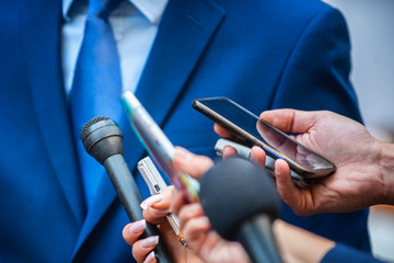 Media Interview. Journalists Interviewing Politician or Businessman