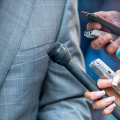 Media Interview. Journalists Interviewing Politician or Businessman