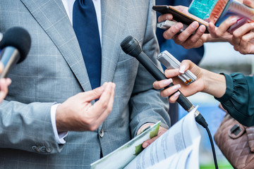 Media Interview. Journalists Interviewing Politician or Businessman