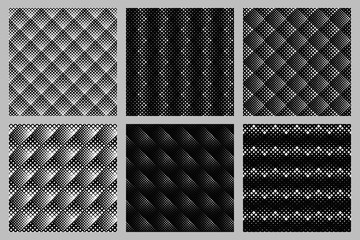 Geometrical diagonal square pattern background set - abstract vector illustrations