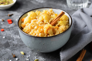 Cauliflower Rice, Indian Rice with Cinnamon and Spices