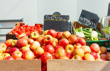 Fresh apples for sale at street farmers market