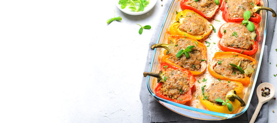 Stuffed Peppers with Meat, Vegetables and Creamy Tomato Sauce