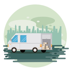 transport vehicle delivery van cartoon