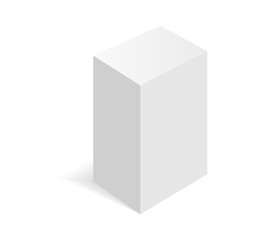 Illustartion of white isometric box. Carton packaging box.