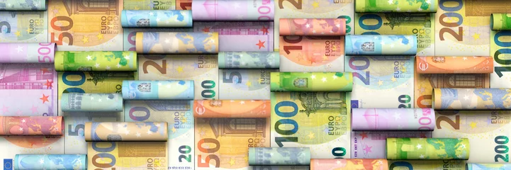 Fotobehang Hintergrund aus aufgerollten Euroscheinen © bluedesign
