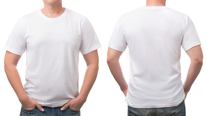close up t-shirt cotton man pattern isolated on white.
