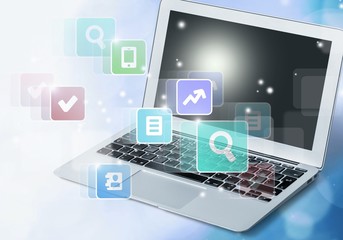 Laptop computer pc on white background