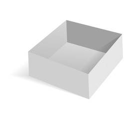 Illustartion of white isometric box. Carton packaging box.