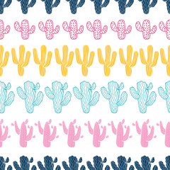 Trendy designs. Cute cactus. Seamless pattern. Can be used in textile industry, paper, background, scrapbooking.