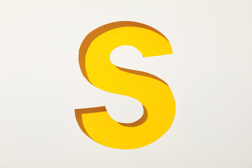 Color letter S on white background, space for text