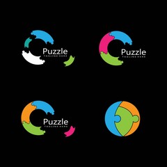 puzzle logo vector icon template