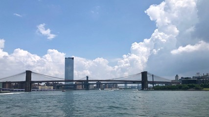 Brooklyn Bridge across East River in New York City, USA