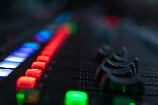 Sound mixer, sound control at a concert, in a club, in a recording studio