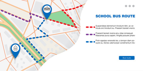 Infographics Designation of school bus routes on the city map