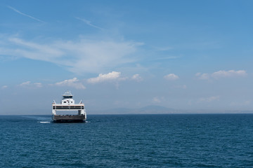 Car ferry arriving in port