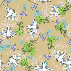 Line art wildflower for fabric design. Petal meaningful wild blossom. Curly pattern twig