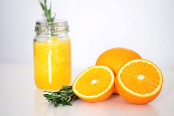Orange fruit on white background, Close up