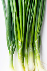 Fresh green chives isolated on white background