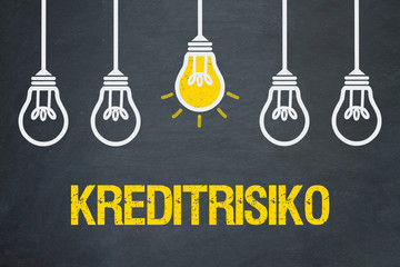 Kreditrisiko / Tafel mit Glühbirnen