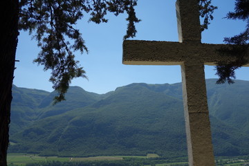 Path of hope. The Shrine of the Corona, sanctuary in Spiazzi in Italy