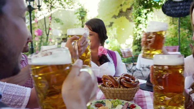 Toasting in Bavarian beer garden