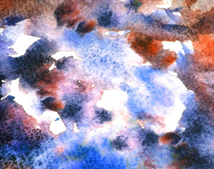 Artistic background image. Watercolor brown and blue abstract texture.