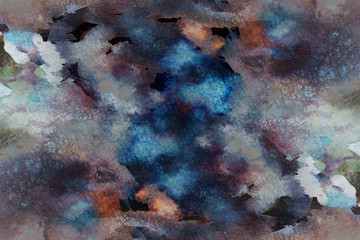 Fototapeta na wymiar Dark artistic background image. Watercolor brown and blue abstract texture.