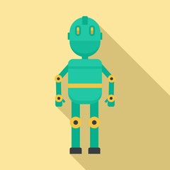 Metal humanoid icon. Flat illustration of metal humanoid vector icon for web design