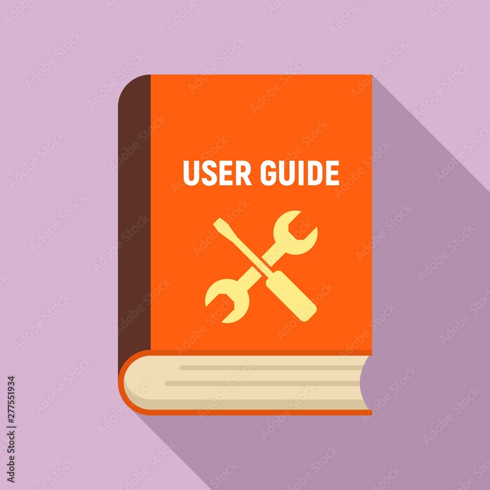 Poster user guide book icon. flat illustration of user guide book vector icon for web design