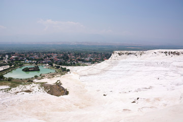 Pamukkale travertine pools and terraces carbonate mineral at ancient Hierapolis, Turkey