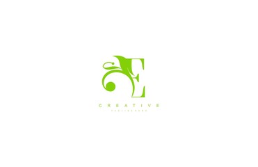 Initial E Letter Abstract Leaf Monogram Stylish Logo Design