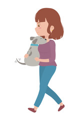 Girl with dog cartoon design